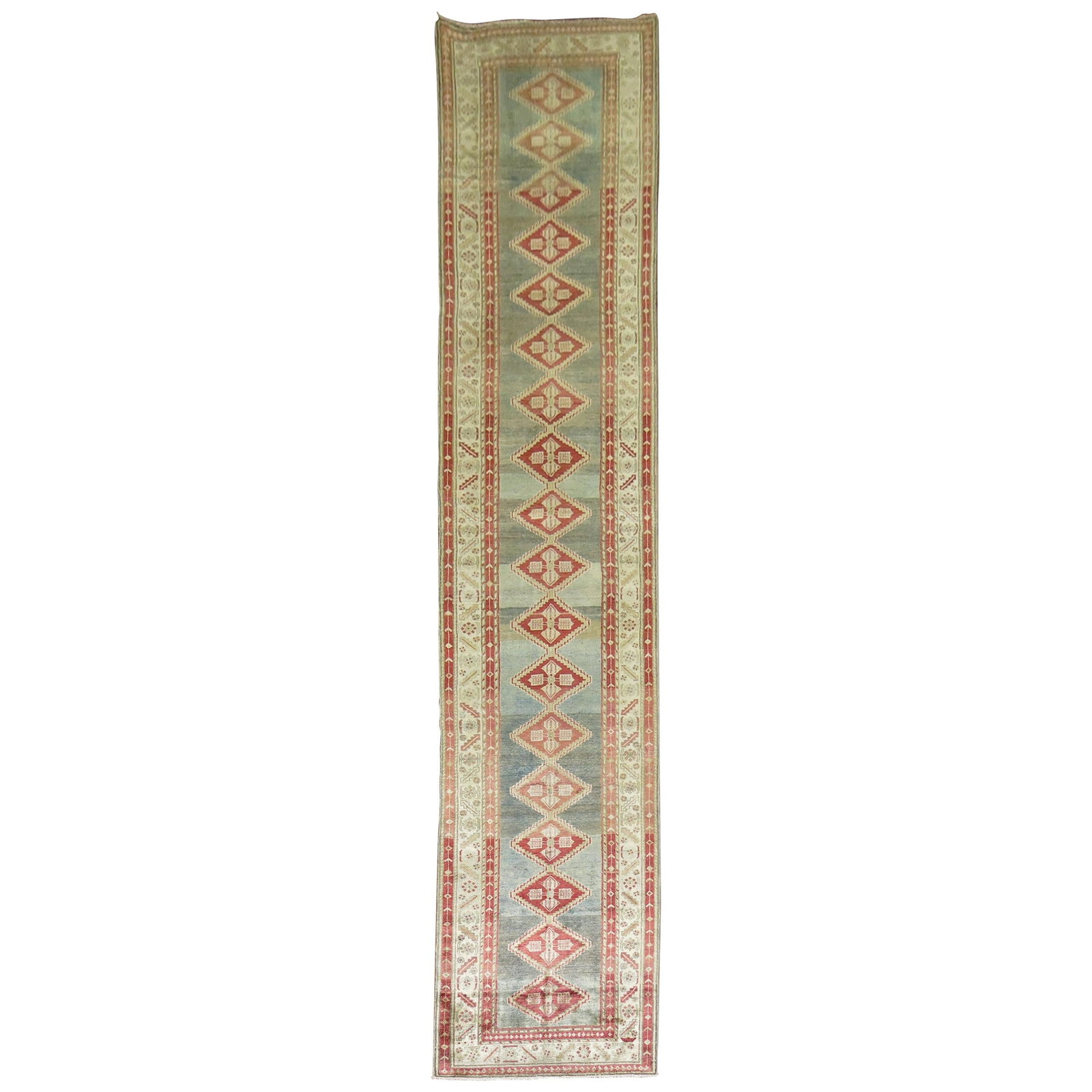 Geometric Persian Malayer Runner Early 20th Century Wool Tabriz 3'2'' x 15'4'' (1 of 8)