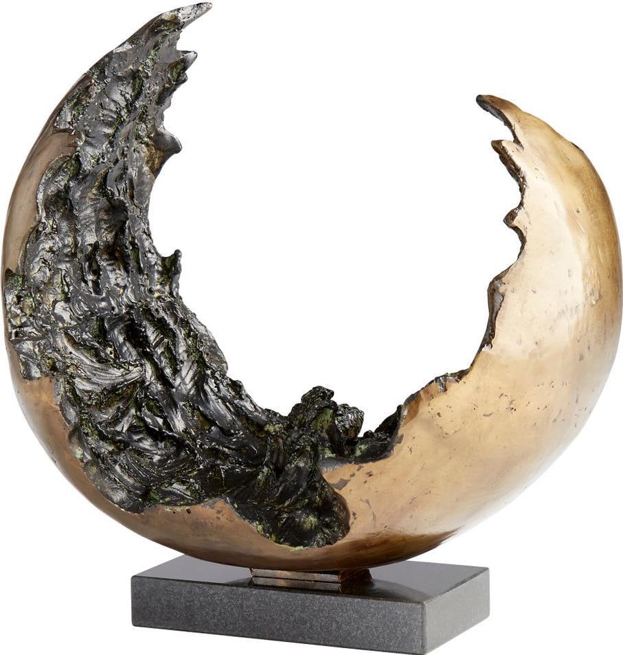 Cyan Concentric Sculpture Gold Black Granite Iron 12H (1 of 1)