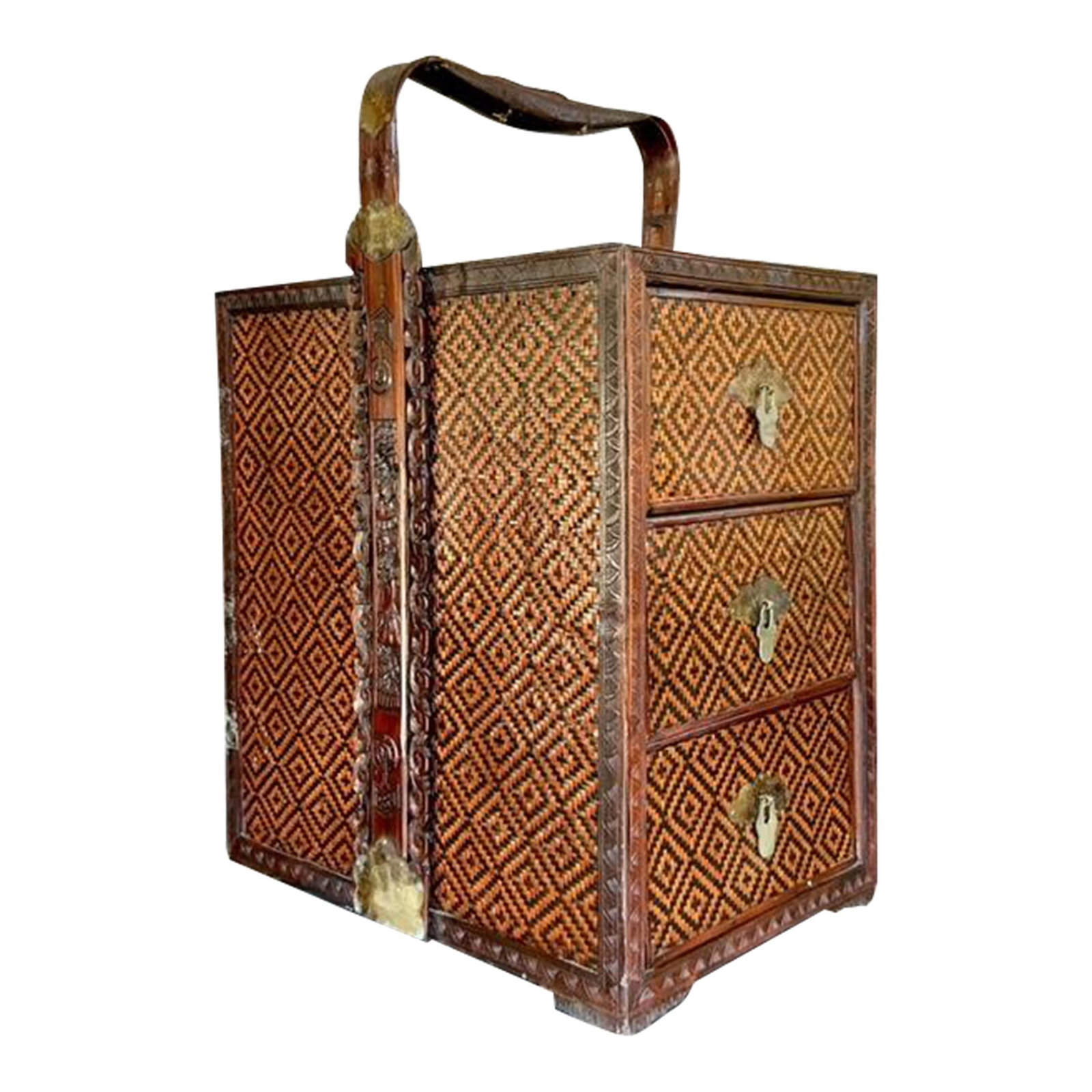 Vintage Boho Rattan Wedding Chest Rustic Storage Cinnamon (1 of 3)
