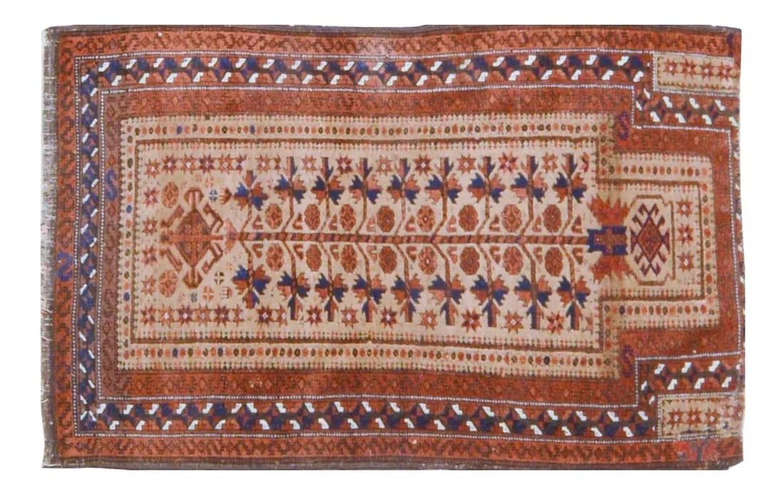 Afghan Baluch Vintage Wool Fine Weave Hand Knotted Rug 2'8 x 4'5 (1 of 5)