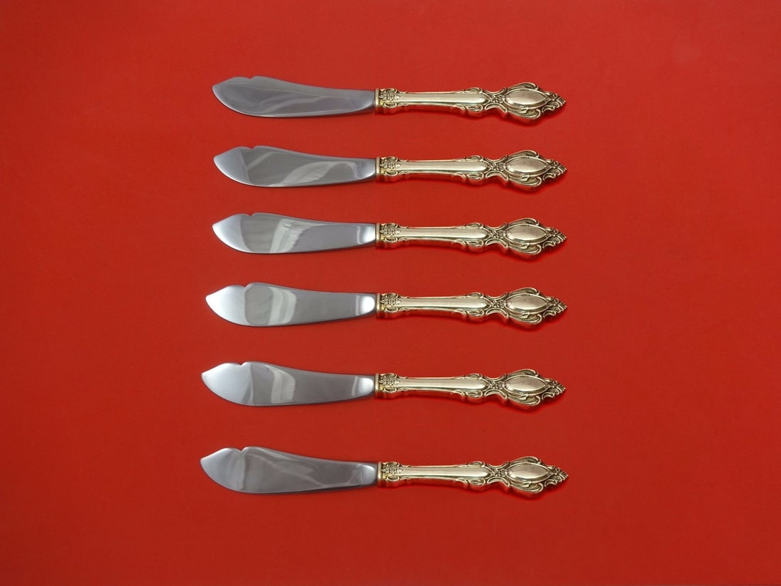 Lunt Sterling Silver Lasting Grace 6pc Trout Knife Set Custom 7.5": Lunt Sterling Silver Lasting Grace 6pc Trout Knife Set Custom 7.5" This exquisite 6-piece trout knife set is crafted from sterling silver by the renowned maker Lunt, featuring the elegant 'Lasting Gra