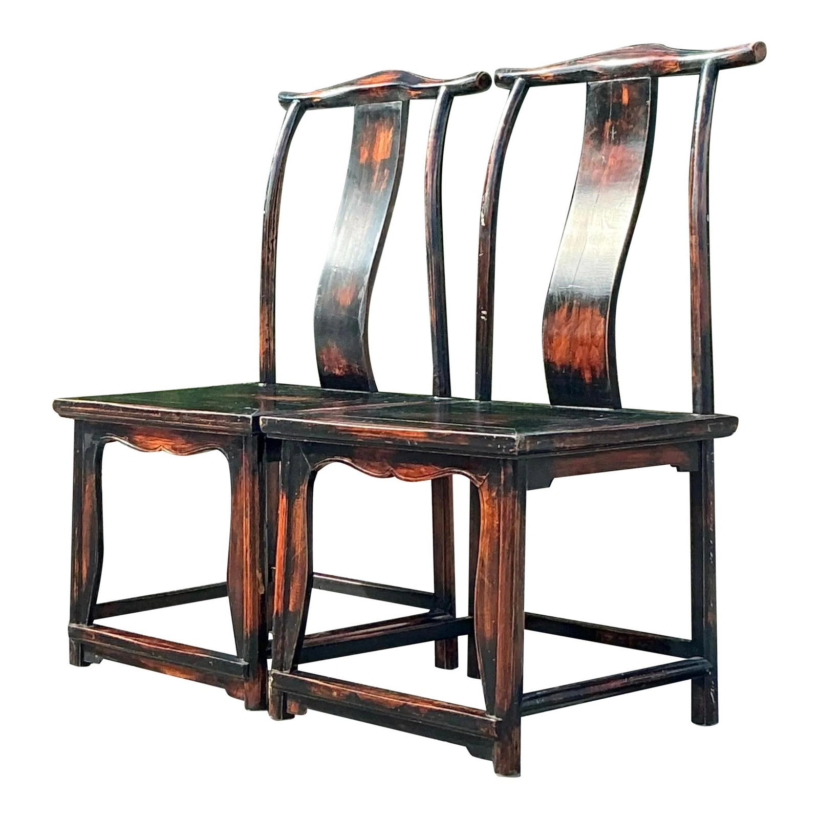 Pair of Vintage Asian Emperor Chairs Reclaimed Wood Ebony (1 of 8)