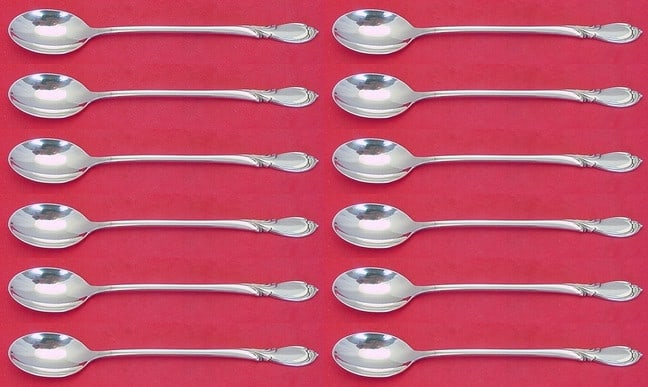 International Silver Rhapsody Sterling Silver Iced Tea Spoon Set 12pcs 7 1/4" (1 of 4)