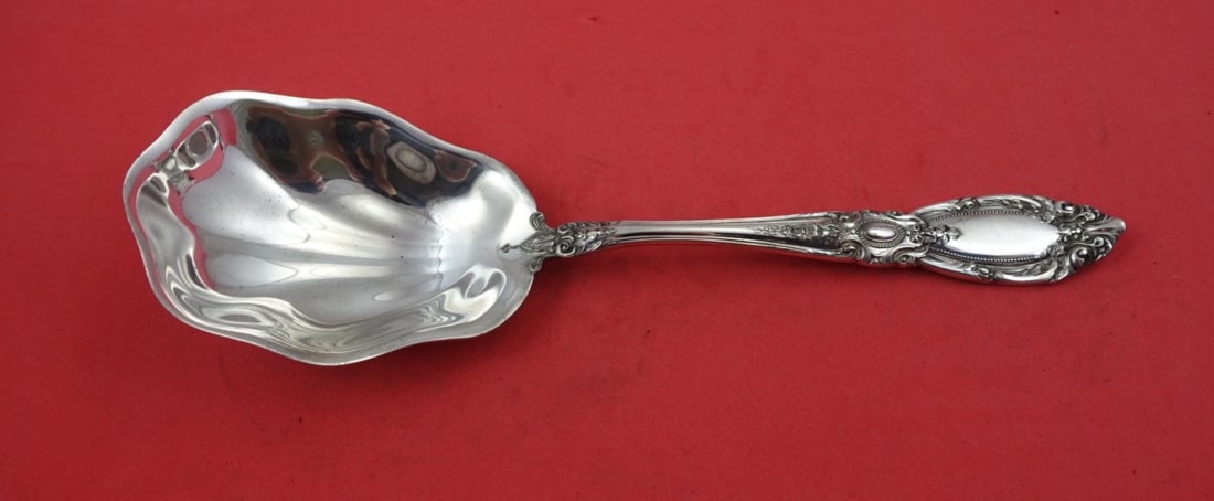 Towle King Richard Sterling Silver Salad Serving Spoon 9 3/8" Shell Design (1 of 2)