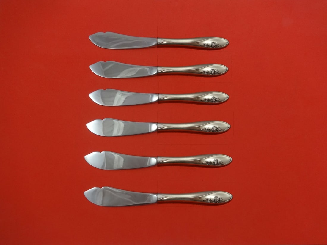 Towle Sculptured Rose Sterling Silver 6pc Trout Knife Set Custom 7.5" (1 of 1)
