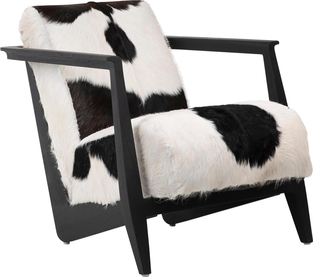 Stylish Naela Chair with Teak Wood Frame and Goat Hide: Stylish Naela Chair with Teak Wood Frame and Goat Hide Introducing the Elegant Naela Chair, a perfect blend of style and comfort. This chair features a sturdy teak wood frame with a stunning black and