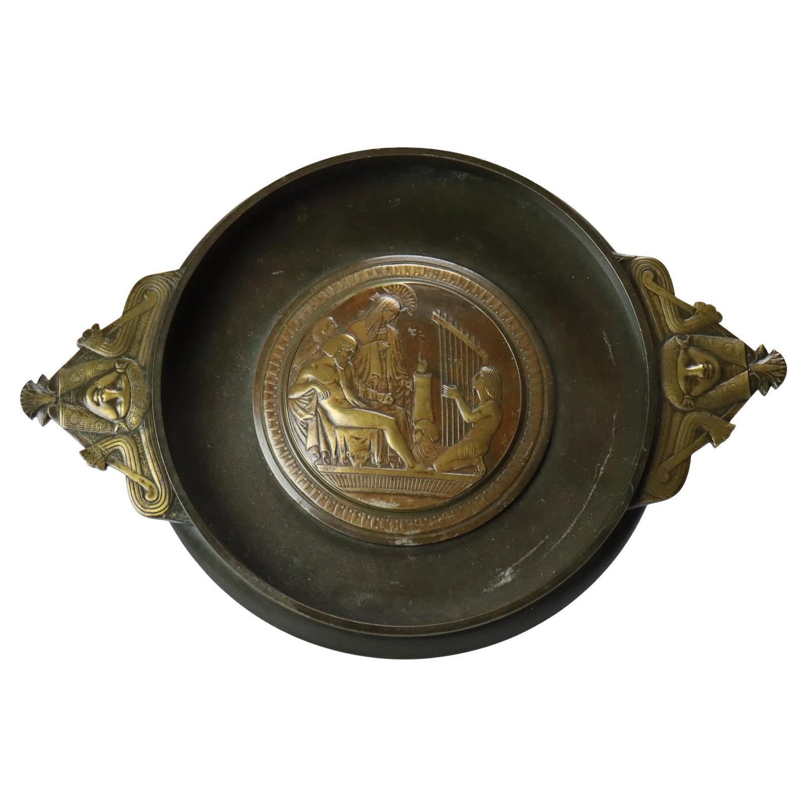 Late 19th Century Bronze Tazza with Egyptian Motif and Figural Relief (1 of 9)