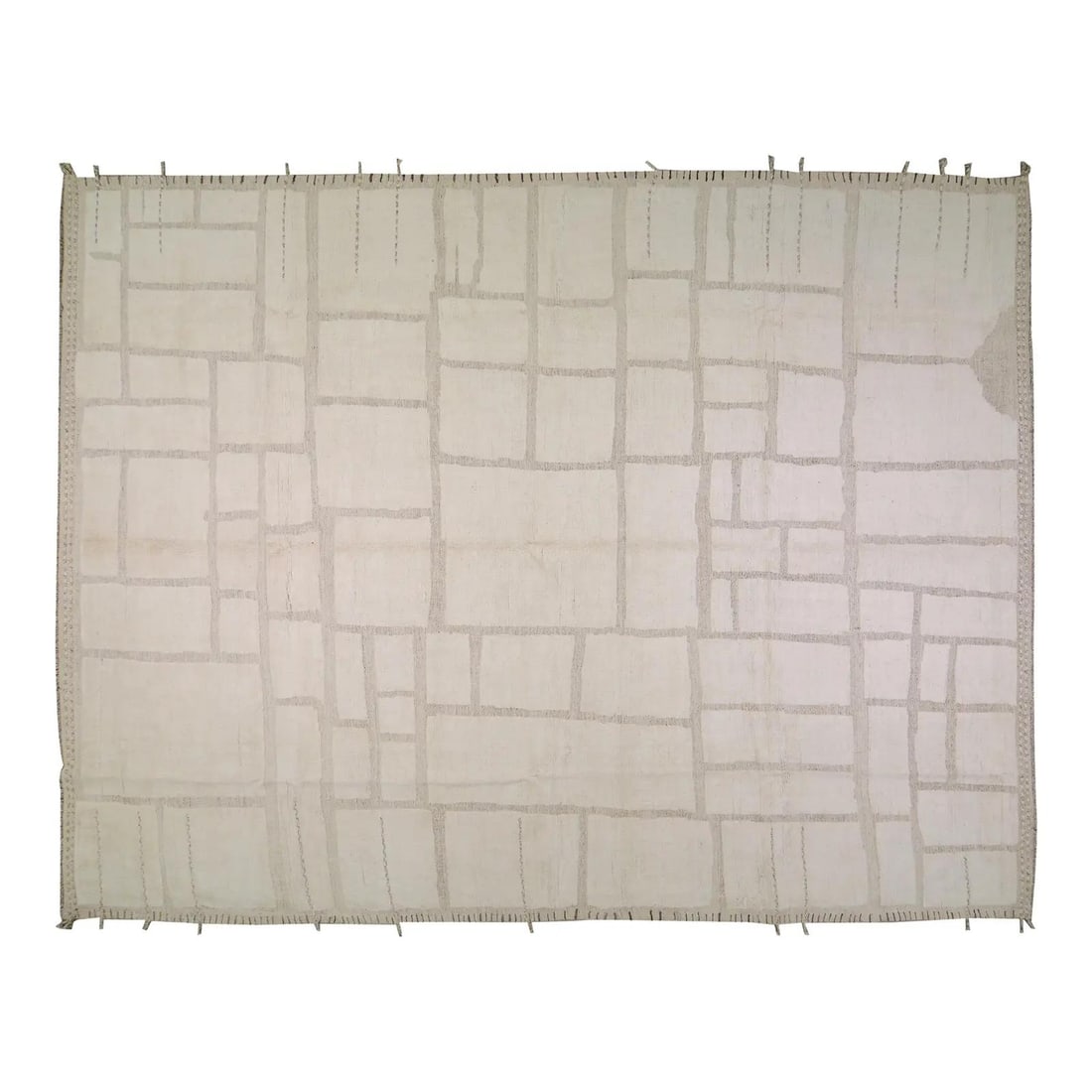 Handcrafted Wool Area Rug in Moroccan Style 12'1'' x 15'8'': Handcrafted Wool Area Rug in Moroccan Style 12'1'' x 15'8'' This Moroccan hand-knotted wool rug showcases traditional craftsmanship with a contemporary edge, offering both durability and a soft, rich 