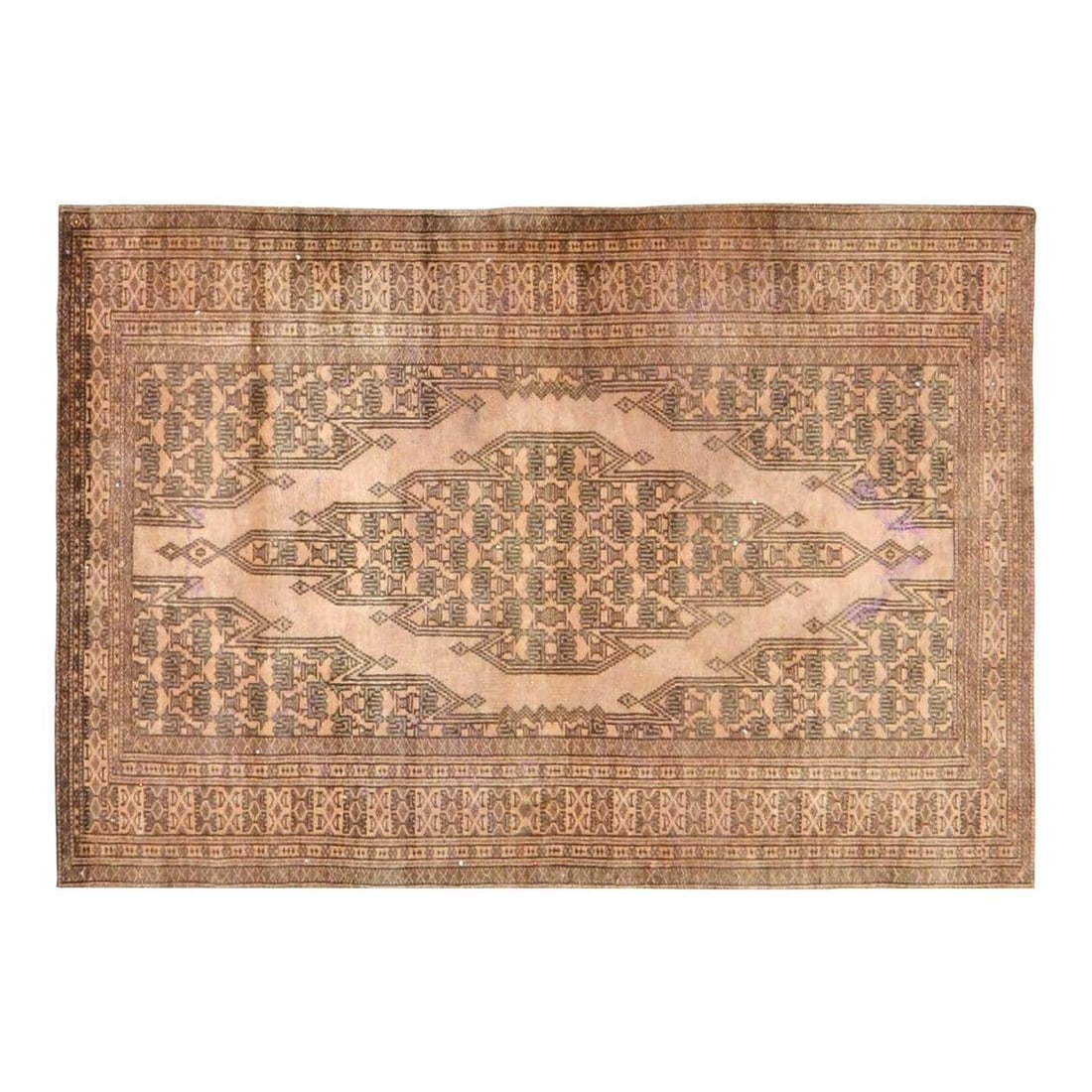 Hand-Knotted Wool Anatolian Rug in Copper 3'x4'3" Vintage Turkish (1 of 4)