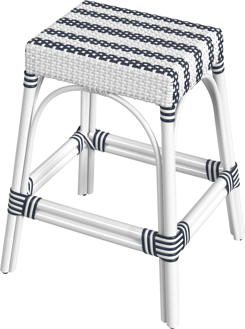 Butler Coastal Blue Navy Stripe Slipcover Chair 24.5H: Butler Coastal Blue Navy Stripe Slipcover Chair 24.5H Elevate your space with this Chic Coastal Blue and Navy Stripe Counter Seating. Designed for comfort and style, this chair features a modern coast