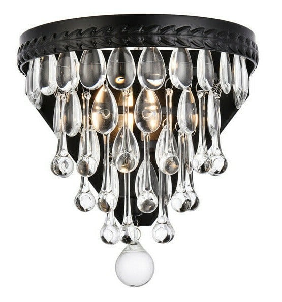 Nordic Wall Sconce With Black Finish and Clear Glass Crystals 9 Inch (1 of 7)