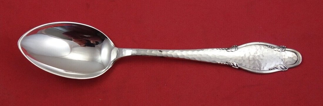 W&S Sorensen Frijsenborg Sterling Silver Hammered Soup Spoon 6 7/8" (1 of 2)