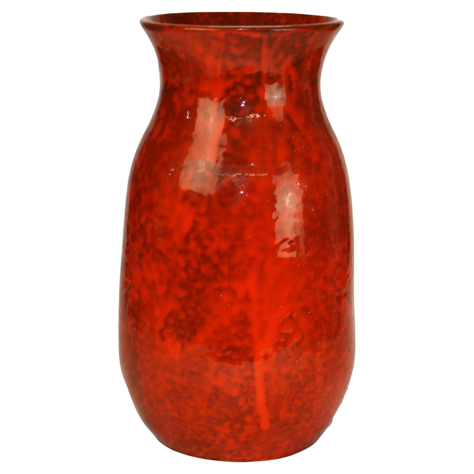 Vintage Italian Arts & Crafts 17.75" Mottled Orange Pottery Vase c1920 (1 of 7)