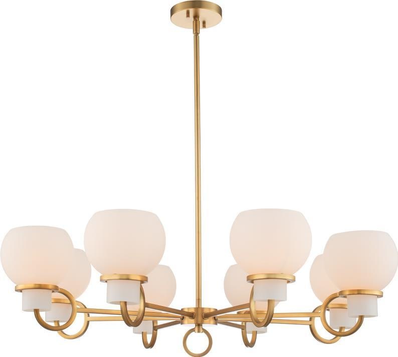 Kalco Ascher Transitional 8-Light Chandelier Winter Brass Finish: Kalco Ascher Transitional 8-Light Chandelier Winter Brass Finish Illuminate your space with this elegant Transitional Style Chandelier featuring a sophisticated Winter Brass finish. Designed to enhanc