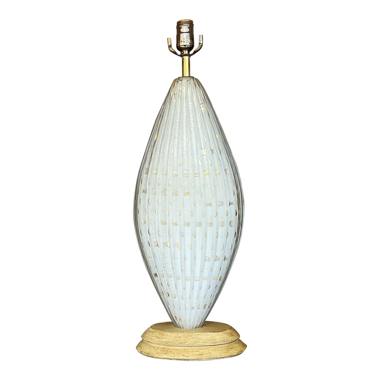 Elegant Vintage Italian Murano Glass Lamp 24.5in White (1 of 6)