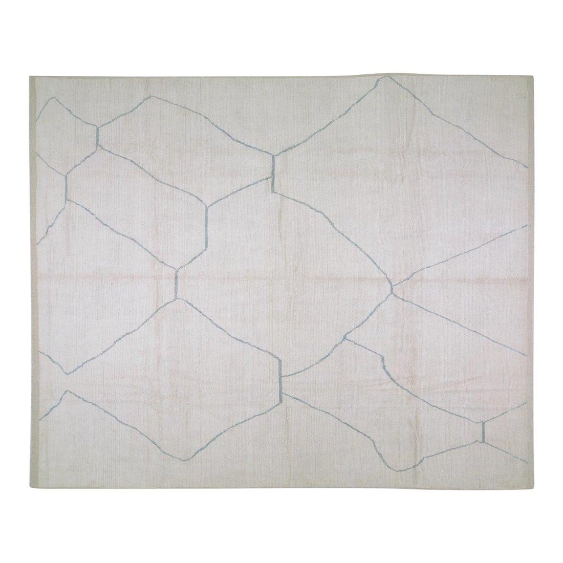 12'1 x 15' Abstract Wool Area Rug Moroccan Hand Knotted White: 12'1 x 15' Abstract Wool Area Rug Moroccan Hand Knotted White This Moroccan hand-knotted wool rug features an abstract design in a white color palette. Crafted from high-quality wool, it offers both d