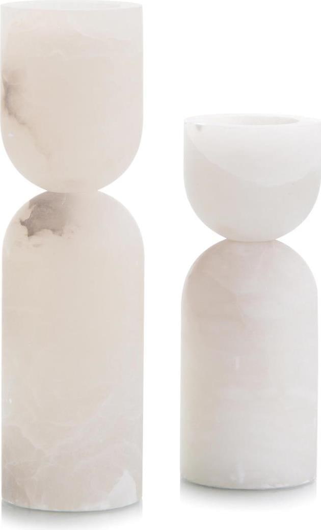 John-Richard Alabaster Minimalist Candle Holders Set UL-Listed: John-Richard Alabaster Minimalist Candle Holders Set UL-Listed Enhance your home decor with these Elegant Organic Minimalist Alabaster Candle Holders. Crafted from high-quality alabaster, these candle