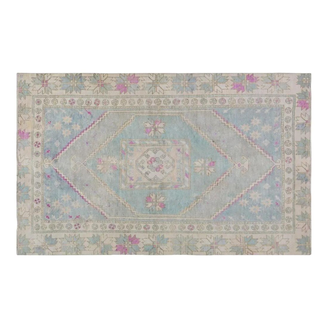 Hand-Knotted Wool Anatolian Rug in Slate Gray 4'7'' x 7'8'': Hand-Knotted Wool Anatolian Rug in Slate Gray 4'7'' x 7'8'' This vintage Turkish Anatolian rug is hand-knotted from wool using traditional techniques, offering a harmonious blend of timeless craftsman