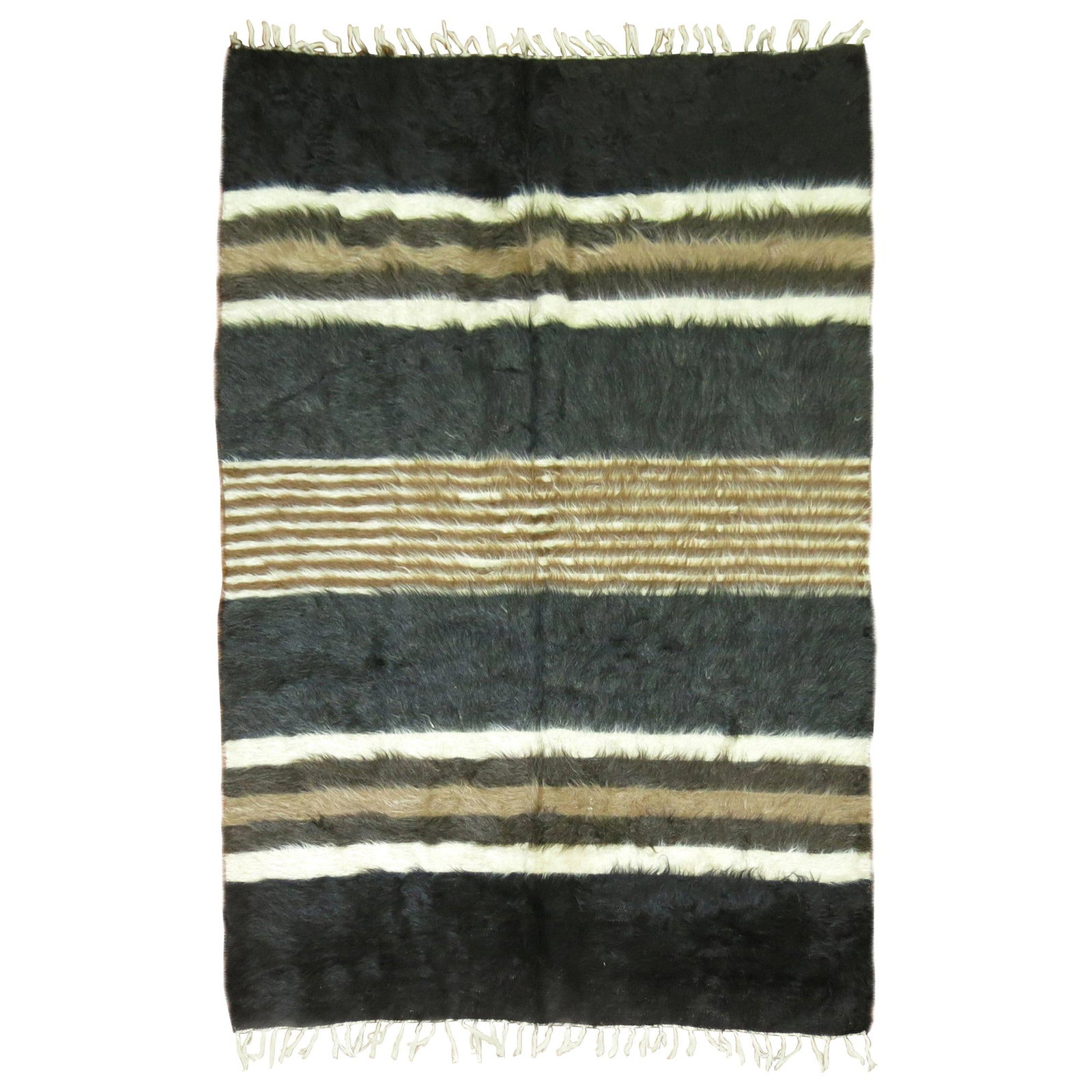 Vintage Hand-Knotted Angora Mohair Rug 50 x 72 in Organic Modern Style (1 of 5)