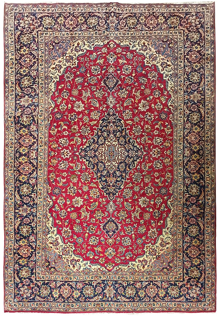 Persian Kashan Handmade Area Rug 9.4' x 14.6' Wool Artistry: Persian Kashan Handmade Area Rug 9.4' x 14.6' Wool Artistry Free continental US Shipping Experience the timeless elegance of this Persian Kashan Quality Handmade Rug, measuring 9.4' x 14.6'. Handcraft