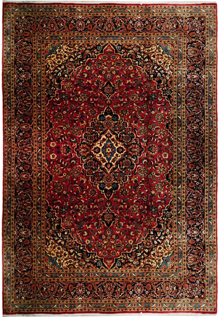 Handcrafted 9'8 x 13'2 Red Semi-Antique Persian Kashan Rug (1 of 6)