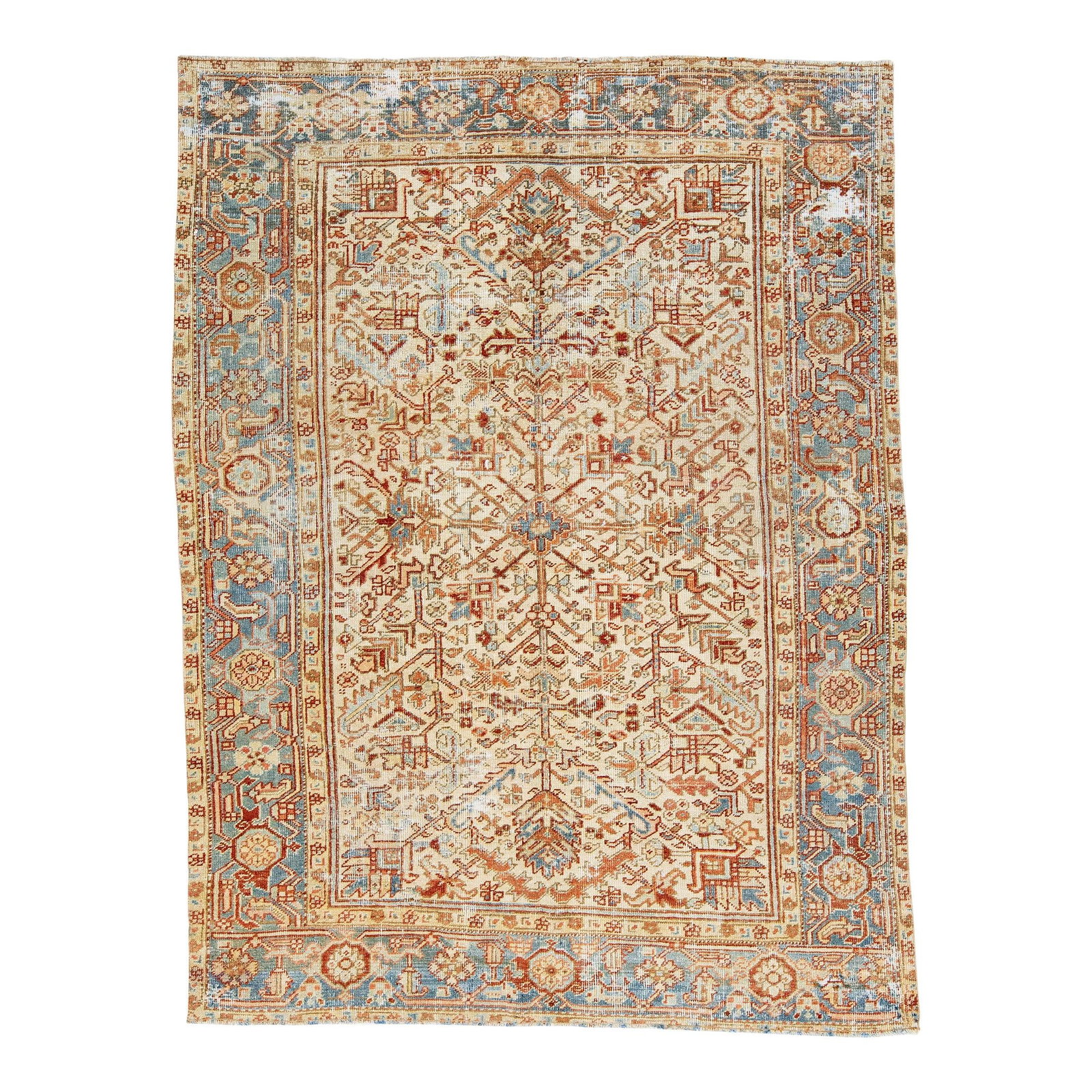 1930s Handmade Vintage Heriz Wool Rug Elegant Beige 5.7 x 7.5 ft (1 of 7)