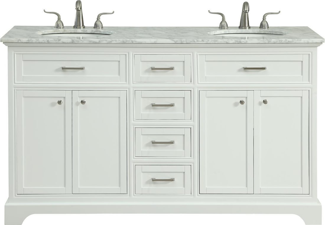 Elegant Lighting Double Vanity Cabinet Brushed Steel White Finish (1 of 1)
