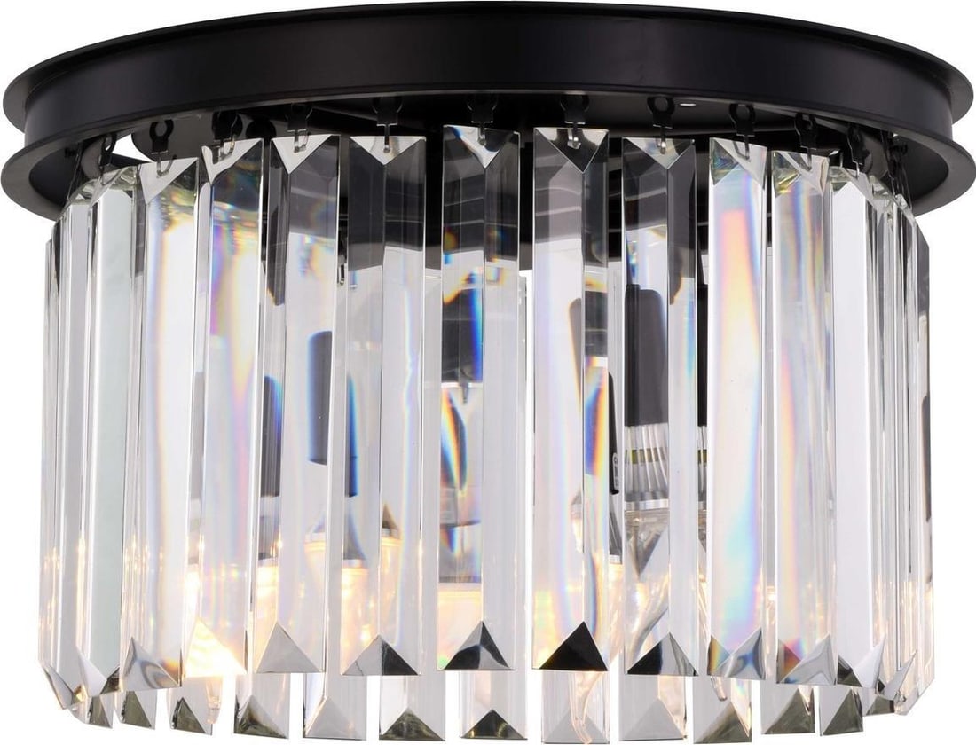 Sydney Collection Flush Mount Ceiling Light Crystal Matte Black (1 of 1)