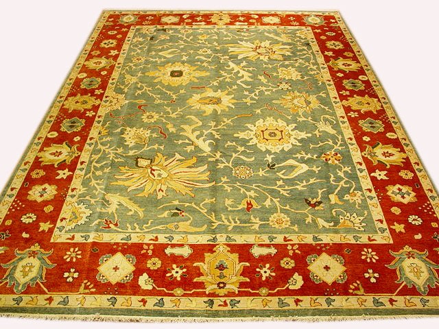 10 x 14 Sage Green Hand-Knotted Chobi Peshawar Rug: 10 x 14 Sage Green Hand-Knotted Chobi Peshawar Rug Free continental US Shipping Transform your living space with the elegant 10' x 14' Sage Green Chobi Peshawar Rug. Handcrafted by skilled artisans in