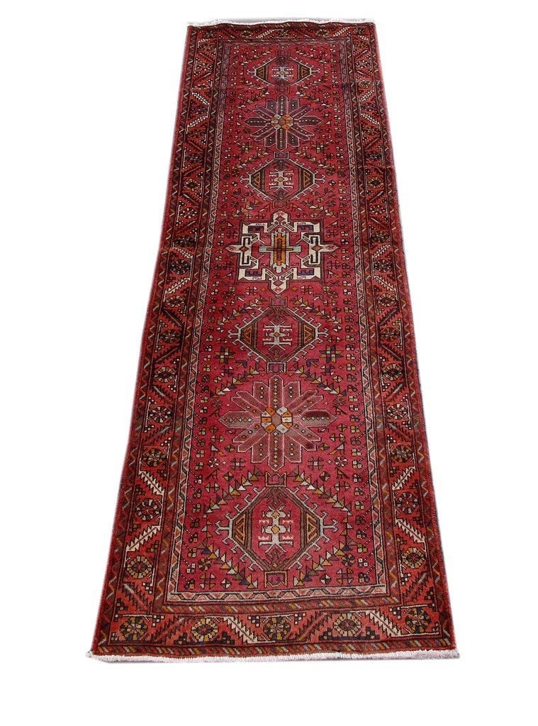 3.7 x 13.11 Red Handwoven Traditional Persian Runner Rug Iran (1 of 4)