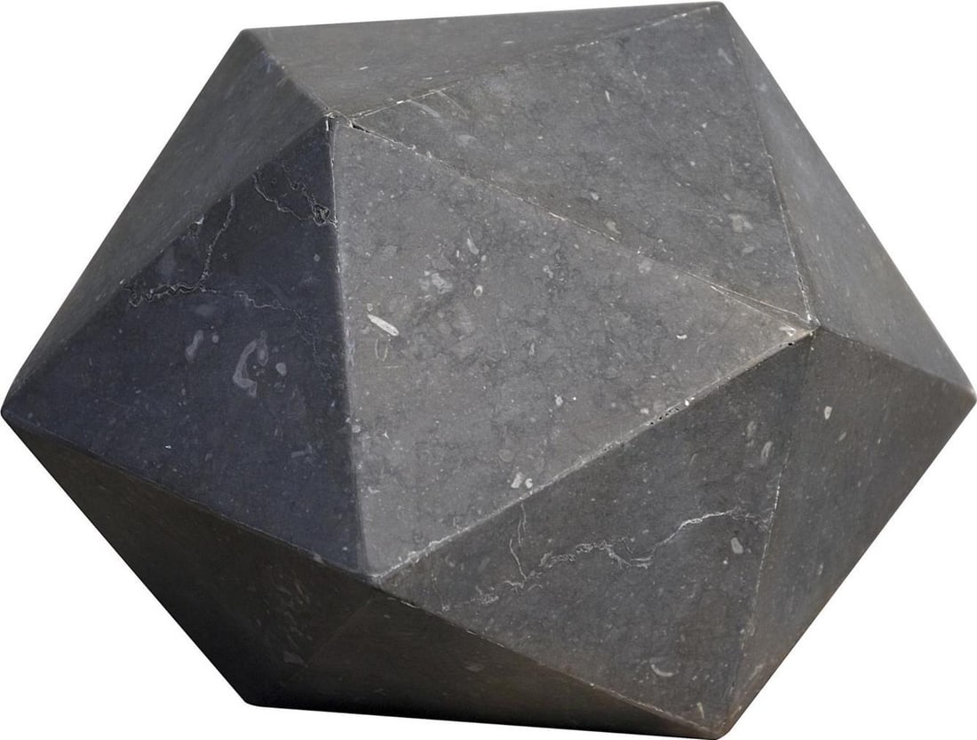 Noir Black Marble Polyhedron Sculpture 6H 9W 7.5D (1 of 1)