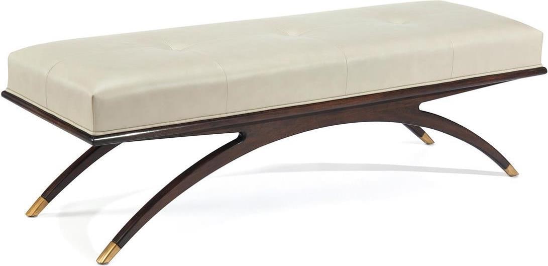 John-Richard Euclidean Gray Leather Bench 60 x 20 x 20 (1 of 1)