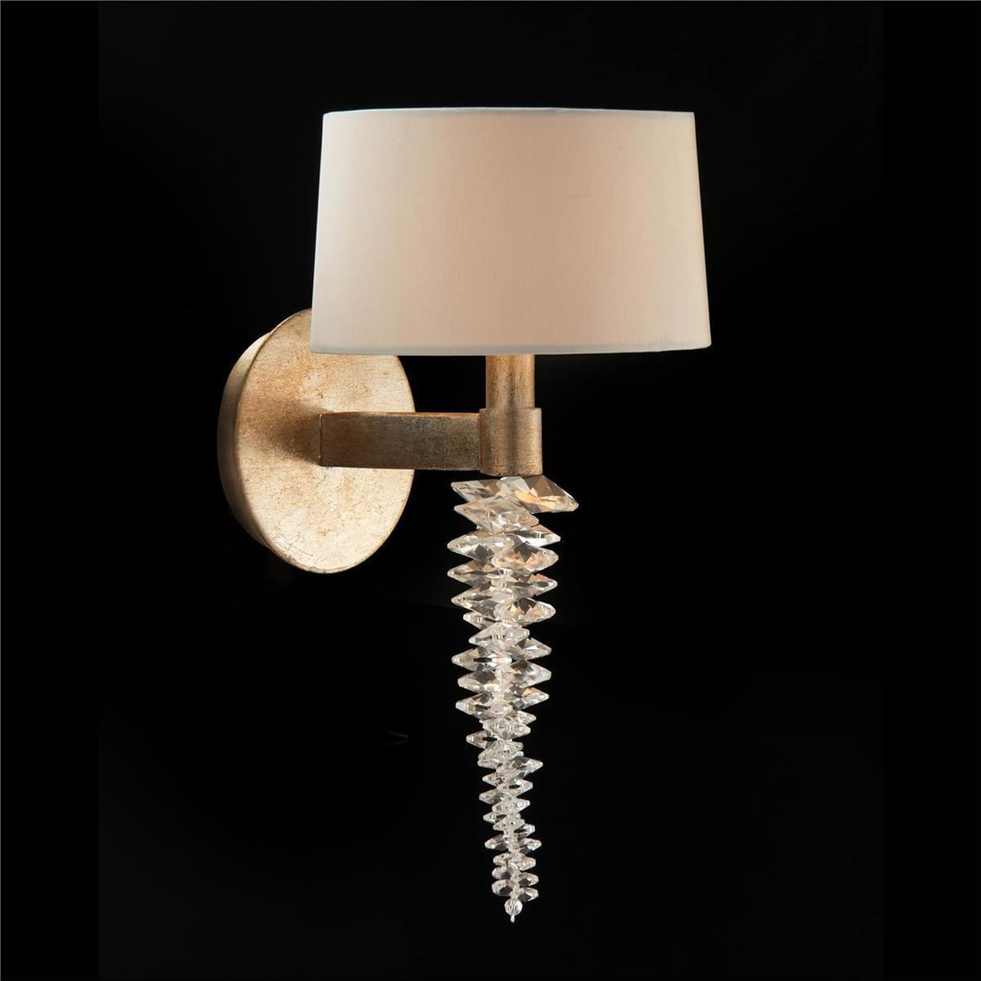 John-Richard Silver Leaf Crystal Wall Sconce 14H 7W: John-Richard Silver Leaf Crystal Wall Sconce 14H 7W Illuminate your space with this exquisite Antique Style Silver Crystal Wall Sconce, designed to bring a touch of vintage elegance to your decor. Cra