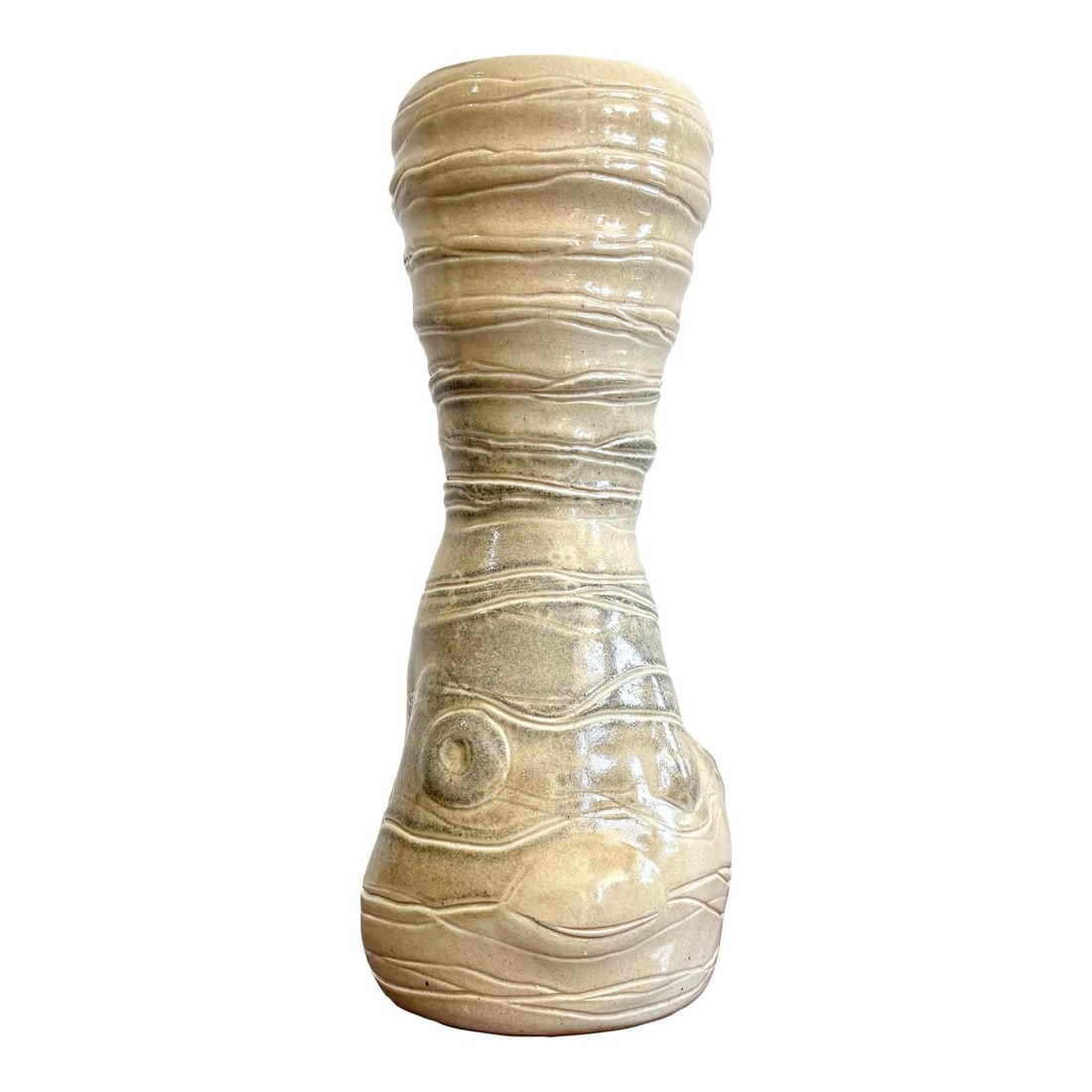 Hand-Thrown Vintage Beige Studio Pottery Vase 11.5 Inch (1 of 8)
