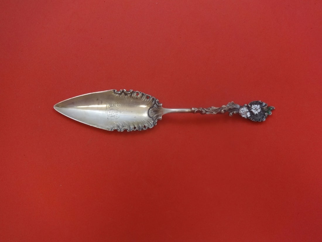 Myrick Roller & Holbrook Sterling Silver Jelly Cake Server with Enamel Accents 9.5" (1 of 1)