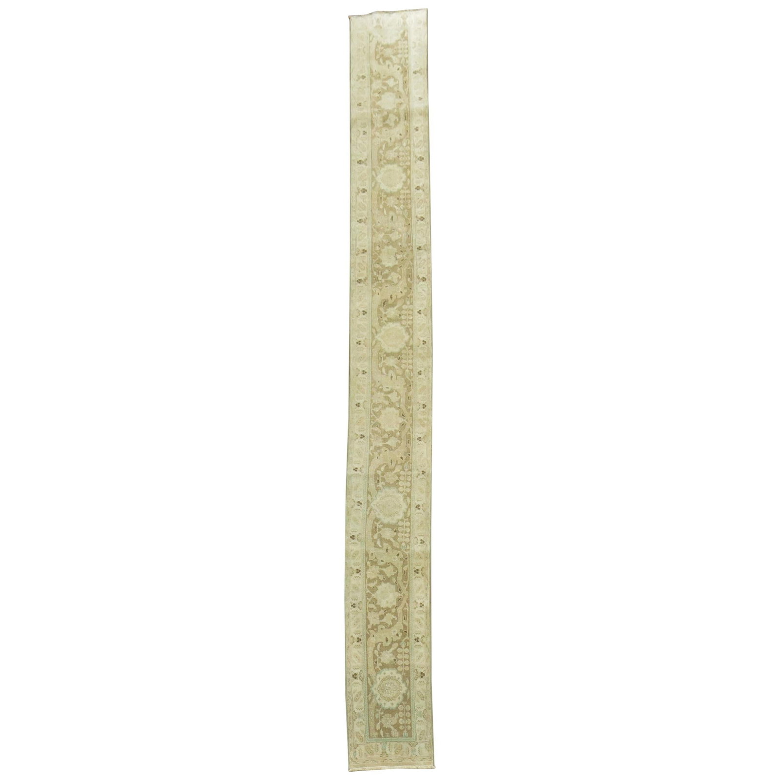 Zabihi Collection 1920 Persian Tabriz Wool Runner 18 x 170 in: Zabihi Collection 1920 Persian Tabriz Wool Runner 18 x 170 in Discover this exquisite one-of-a-kind Persian border fragment runner, perfect for narrow hallways. Crafted from high-quality wool using tr