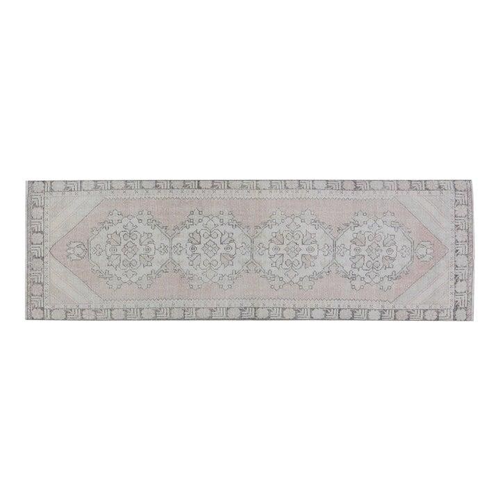 Hand-Knotted Anatolian Wool Runner Rug in Gray 2'10" x 9': Hand-Knotted Anatolian Wool Runner Rug in Gray 2'10" x 9' This vintage Turkish Anatolian rug is hand-knotted from wool using traditional techniques, showcasing skilled craftsmanship passed down throug