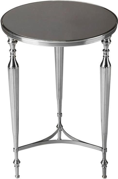 Butler Ciara Multi-Color Nickel Round Side Table with Granite Top: Butler Ciara Multi-Color Nickel Round Side Table with Granite Top This elegant side table boasts a stunning granite top and a sleek multi-color nickel finish, making it a perfect addition to any trans
