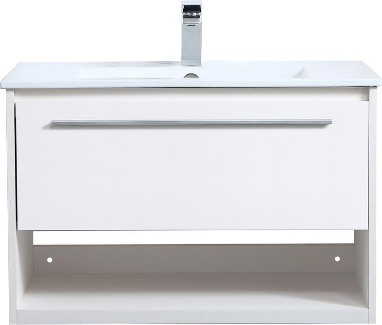 Elegant Lighting Compact White Floating Bathroom Vanity: Elegant Lighting Compact White Floating Bathroom Vanity Elevate your bathroom space with this Compact White Floating Vanity, designed for both style and functionality. This transitional-style vanity f