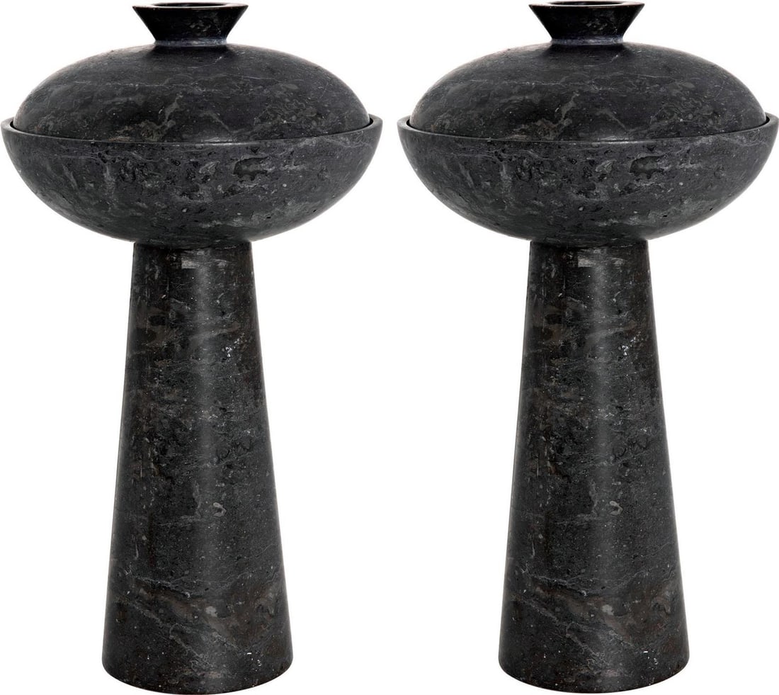 Noir Neo-Classical Black Marble Decorative Sculpture 15.5H (1 of 2)
