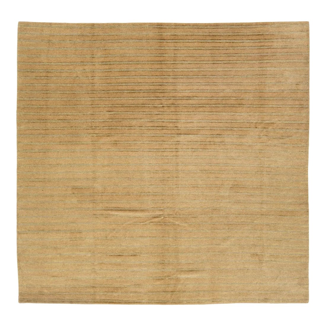 9 x 9 Contemporary Tibetan Wool Rug Tan Striped Design: 9 x 9 Contemporary Tibetan Wool Rug Tan Striped Design Enhance your space with this stunning 9' x 9' modern Tibetan rug, featuring a captivating striped pattern in gold and gray. Made from high-qualit