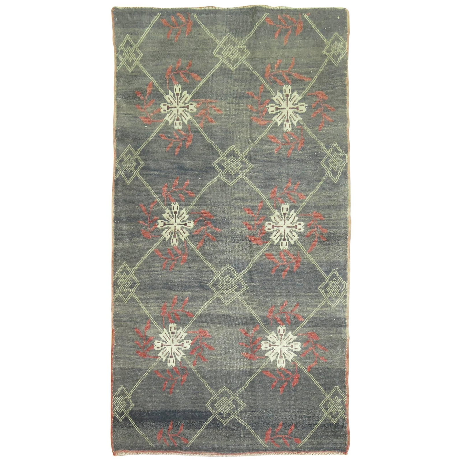 Vintage Turkish Konya Bessarabian Hand-Knotted Wool Rug 34 x 61: Vintage Turkish Konya Bessarabian Hand-Knotted Wool Rug 34 x 61 Discover the exquisite beauty of the Zabihi Collection Vintage Turkish Konya Small Rug, a stunning addition to any space. This mid-centu