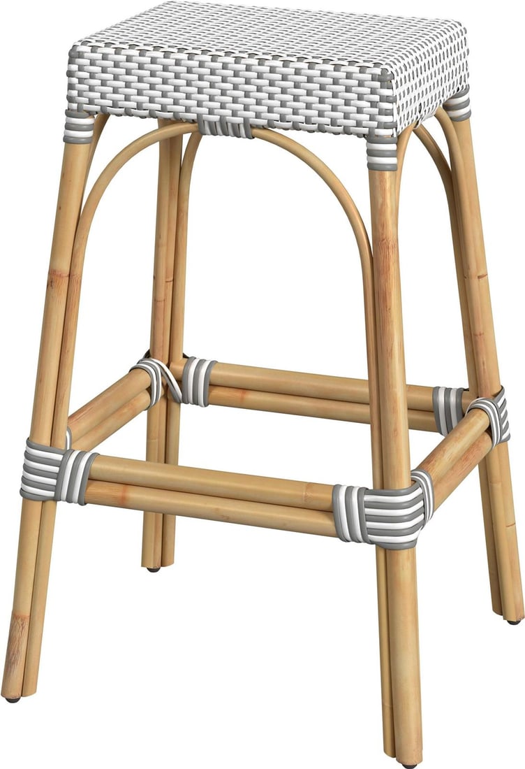 Butler Coastal Rattan Barstool Natural Rattan Frame 30H: Butler Coastal Rattan Barstool Natural Rattan Frame 30H Elevate your coastal decor with this stylish rattan barstool. Featuring a natural rattan frame, this barstool is designed with a sleek rectangul