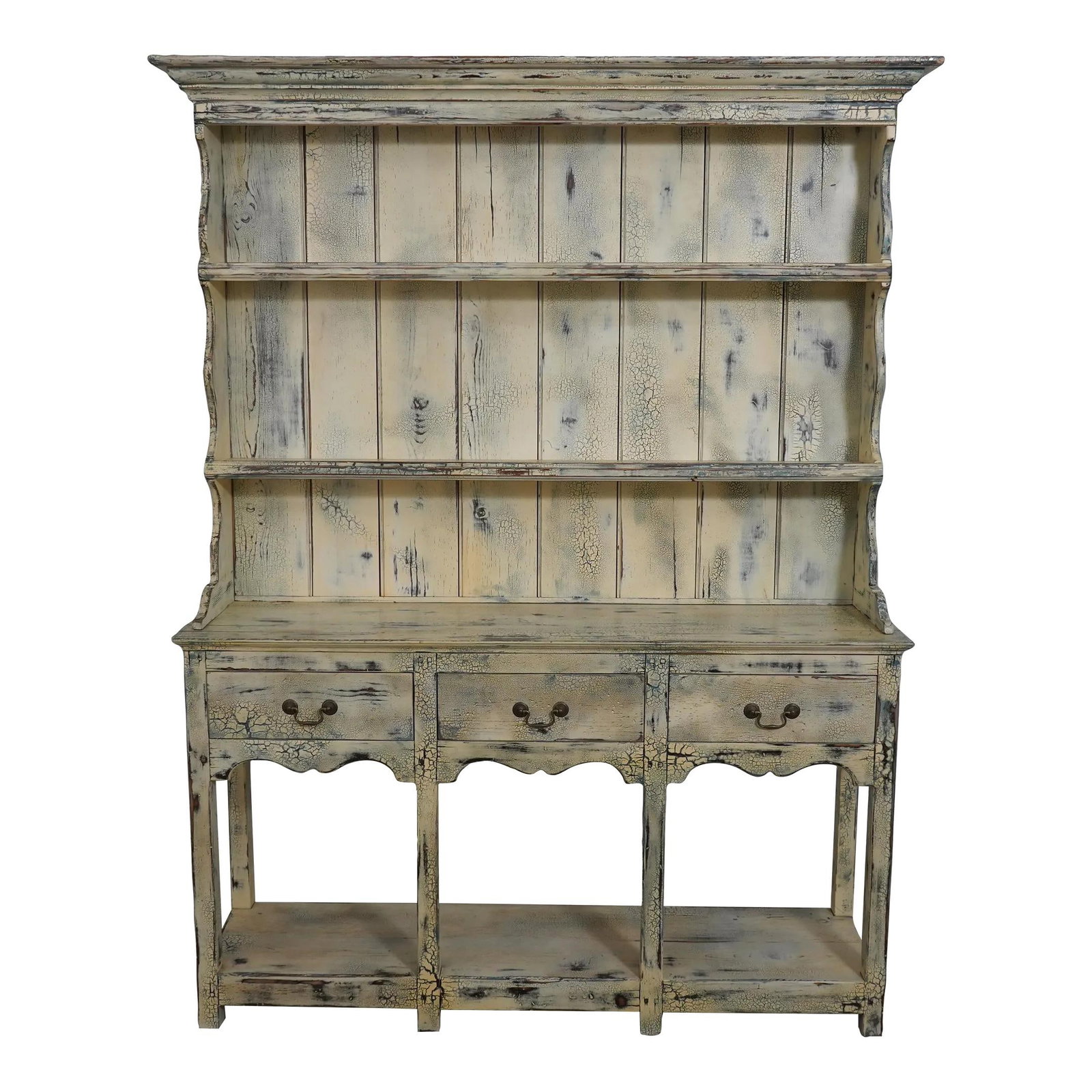 Rustic Country Style Step Back Hutch with Crackle Finish (1 of 10)
