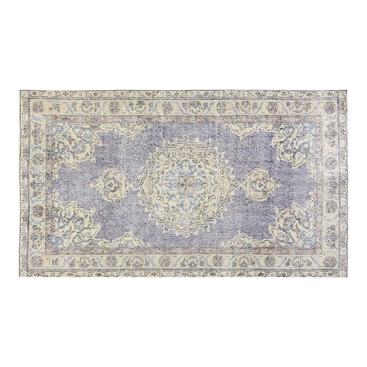 Handmade Anatolian Wool Area Rug in Purple 4x6'9 Traditional Turkish Design: Handmade Anatolian Wool Area Rug in Purple 4x6'9 Traditional Turkish Design This vintage Turkish Anatolian rug is hand-knotted from wool, showcasing traditional craftsmanship paired with a modern desi