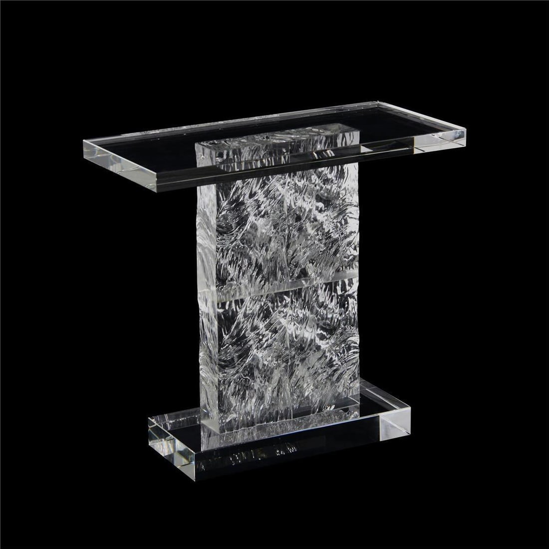 John-Richard Transitional Crystal Side Table with Textured Finish: John-Richard Transitional Crystal Side Table with Textured Finish This Elegant Crystal Table showcases a luxe design, making it a stunning addition to any transitional style decor. Crafted from solid 