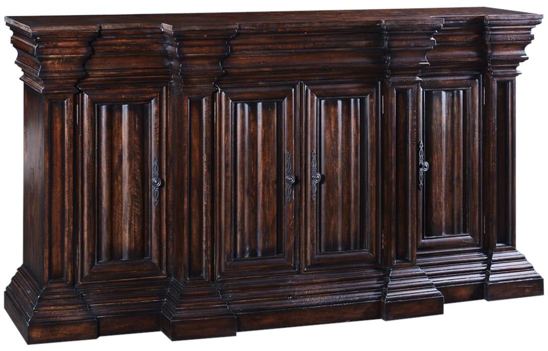 Gothic Revival Cathedral Sideboard Solid Wood Dark Rustic Pecan Finish: Gothic Revival Cathedral Sideboard Solid Wood Dark Rustic Pecan Finish Introducing the Gothic Revival Cathedral Sideboard, a stunning piece that blends antique charm with modern craftsmanship. This ne