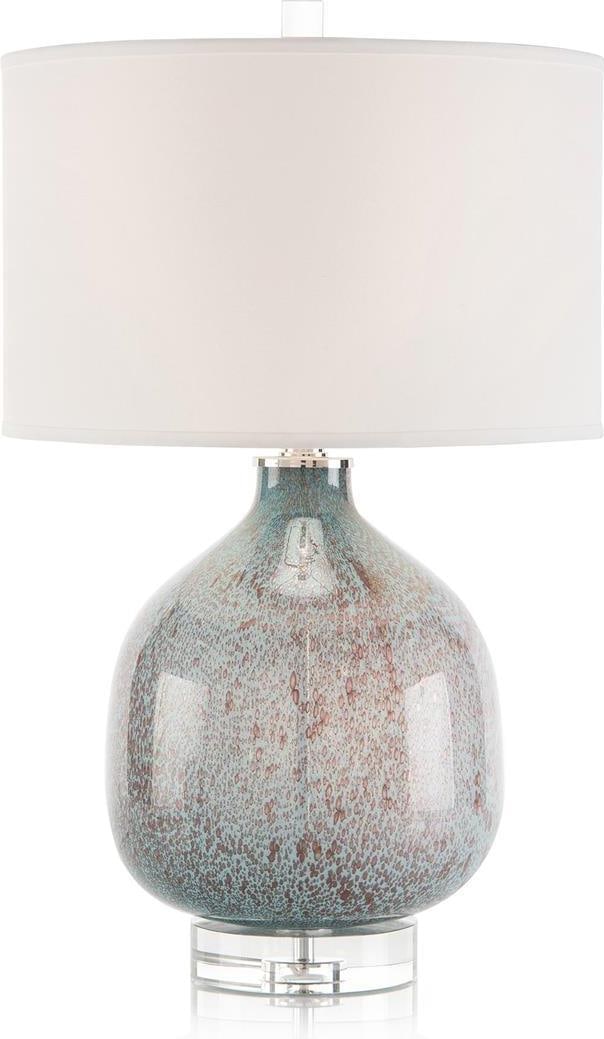John-Richard Regency Style Glass Table Lamp with Crystal Base: John-Richard Regency Style Glass Table Lamp with Crystal Base Illuminate your space with this elegant glass table lamp featuring a stunning crystal base. Standing at 34.5 inches tall, this urn-shaped 