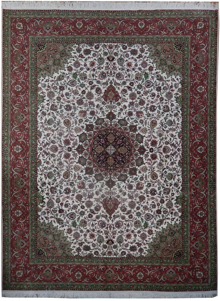 10 x 13 Handmade Persian Tabriz Rug Wool Silk 400 KPSI Iran: 10 x 13 Handmade Persian Tabriz Rug Wool Silk 400 KPSI Iran Free continental US Shipping This handmade Persian Tabriz rug from Iran is crafted with a luxurious blend of fine wool and silk, offering bo
