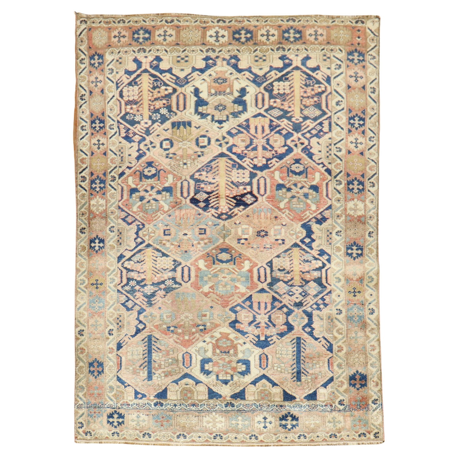 Hand-Woven Rustic Persian Bakhtiari Rug 55 x 79 Iran 1940s: Hand-Woven Rustic Persian Bakhtiari Rug 55 x 79 Iran 1940s Discover the charm of this Rustic Persian Bakhtiari Rug, a beautiful hand-woven piece originating from Iran. Crafted from high-quality wool, 